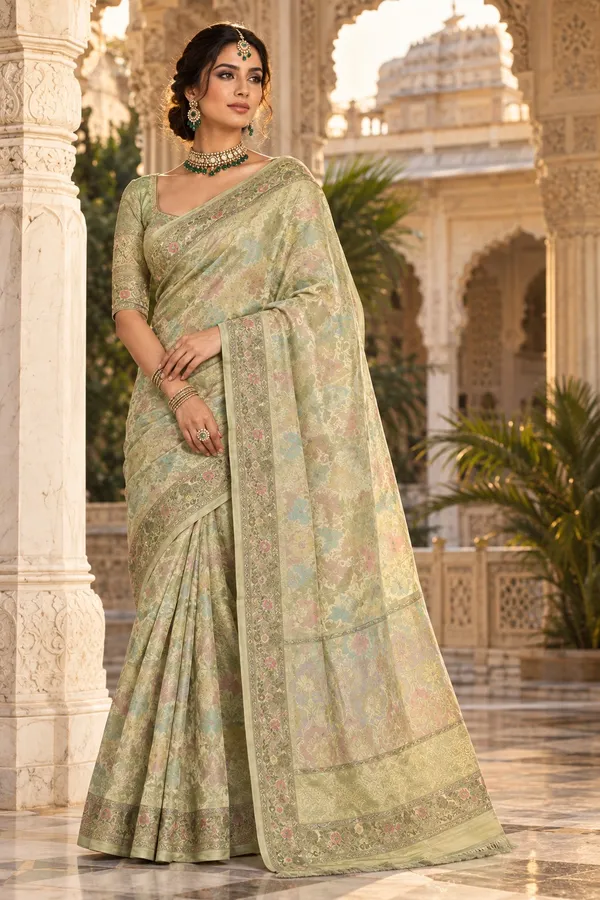 Pista_Green_Cotton_Weave_Saree_For_Women