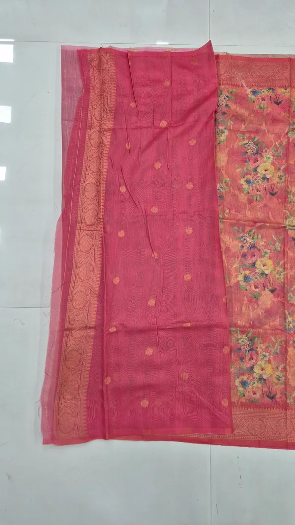 Rose_Pink_Cotton_Weave_Saree_For_Women
