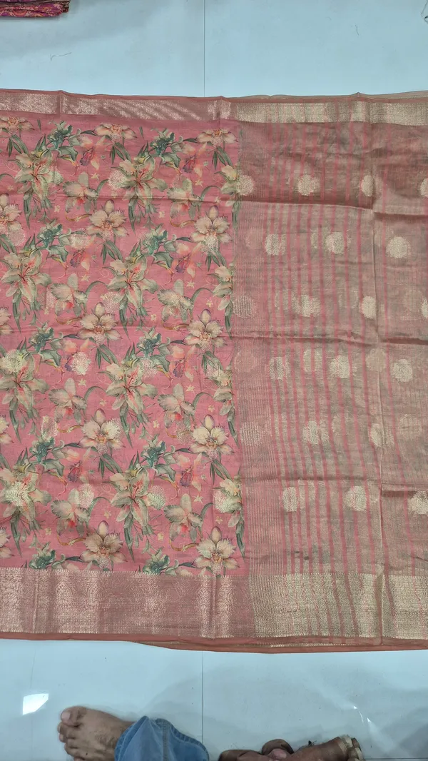 Rose_Pink_Cotton_Weave_Saree_For_Women