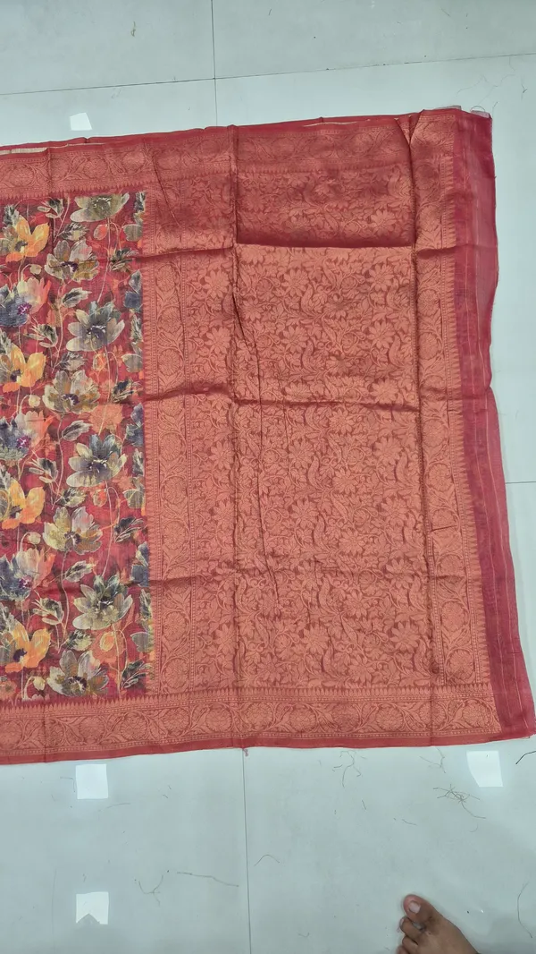 Rust_Red_Cotton_Weave_Saree_For_Women