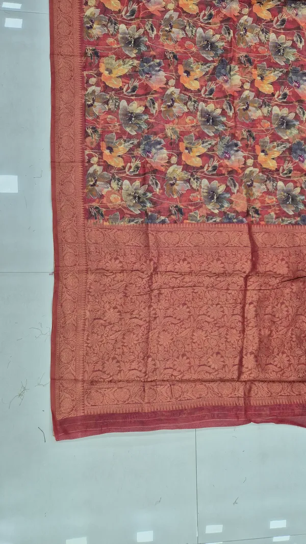 Rust_Red_Cotton_Weave_Saree_For_Women