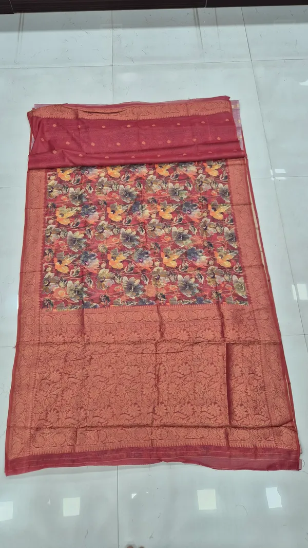 Rust_Red_Cotton_Weave_Saree_For_Women