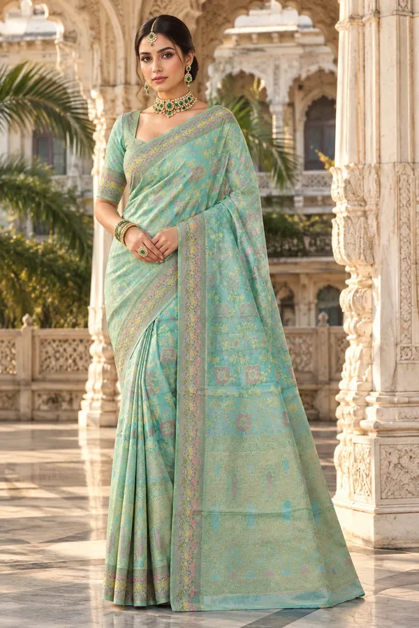 Sage_Green_Cotton_Weave_Saree_For_Women