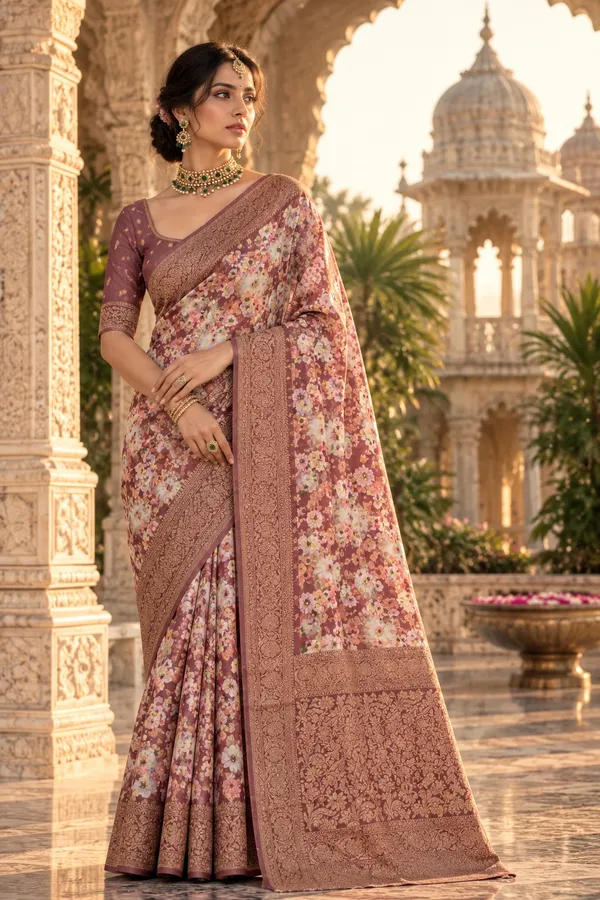 Taupe_Mauve_Cotton_Weave_Saree_For_Women