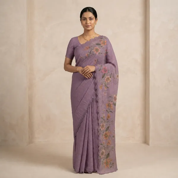 Purple_Cotton_Weave_Gold_Tube_Beads_Saree_For_Women
