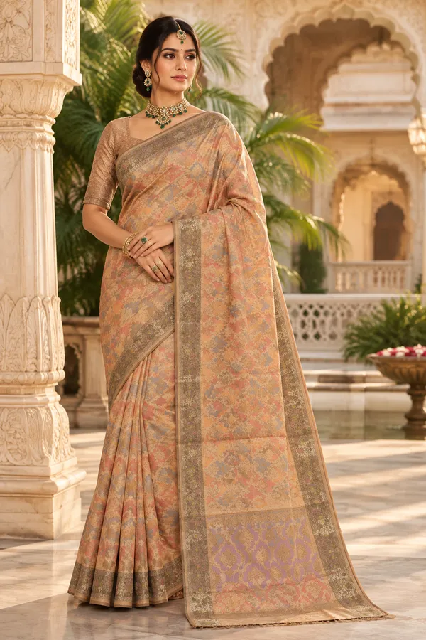 Light_Peach_Cotton_Weave_Saree_For_Women