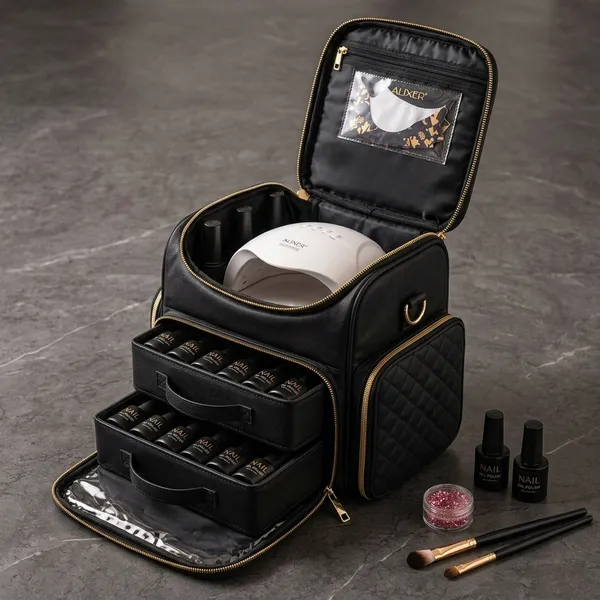 Black_Pu_Leather_Nail_Art_Organizer_Case_For_Women