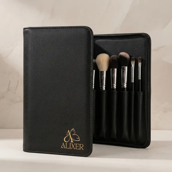 Black_Faux_Leather_Makeup_Brush_Book_Organizer_For_Women