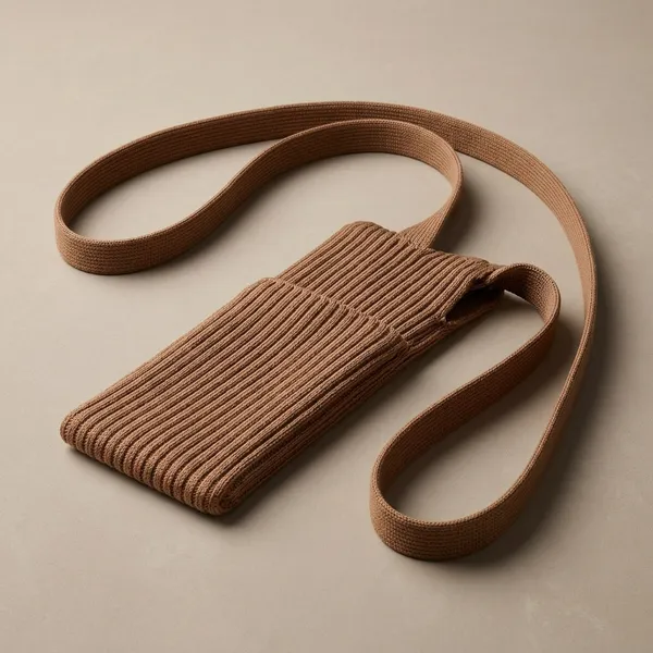 Brown_Ribbed_Textile_Crossbody_Phone_Sling_For_Unisex