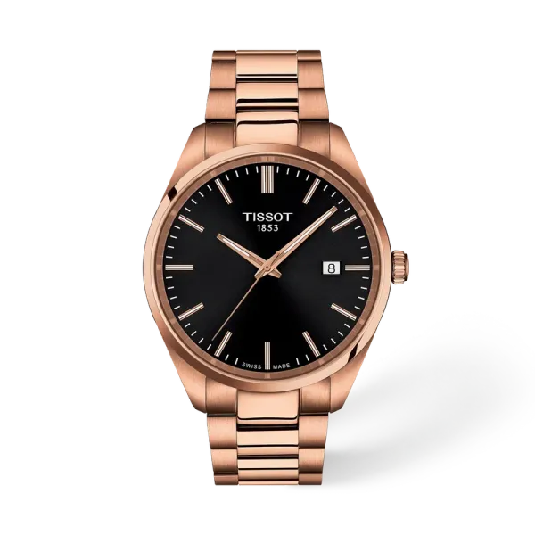 This_Tis--sot_watch_features_a_polished_rose_gold_stainless_steel_band_and_a_dark_dial