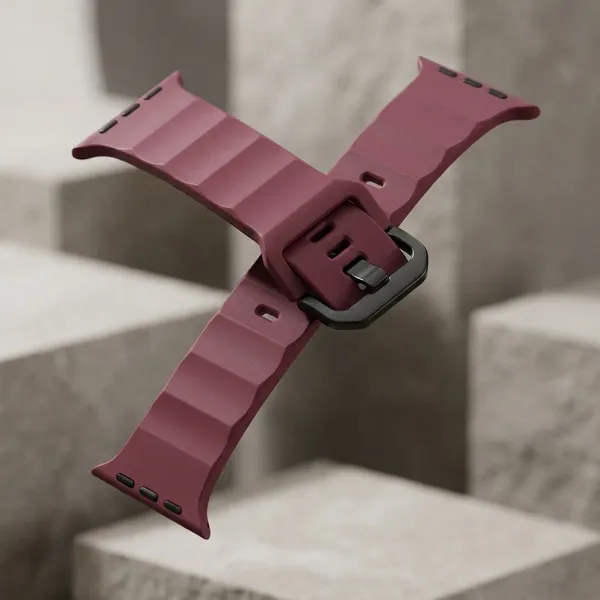 Wine_Silicone_Wave_Sport_Smartwatch_Band