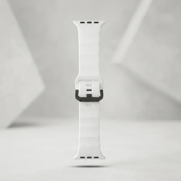 White_Silicone_Wave_Sport_Smartwatch_Band