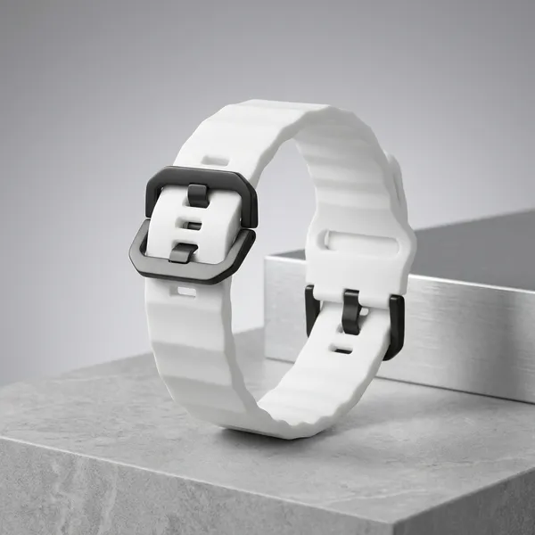 White_Silicone_Wave_Sport_Smartwatch_Band