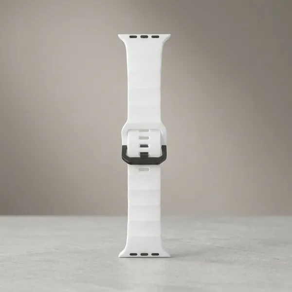White_Silicone_Wave_Sport_Smartwatch_Band