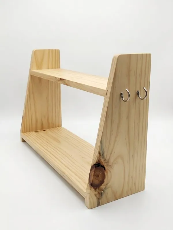 2-Tier_Wooden_Kitchen_Countertop_Rack/Organizer_|_Wooden_Spice_Rack_Holder_&_Pantry_Jar_Storage_with_Side_Hooks