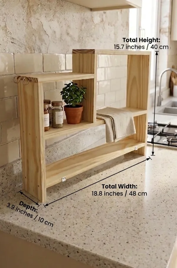 Pine_Wood_Rustic_Multi_Compartment_Kitchen_Counter_Organizer