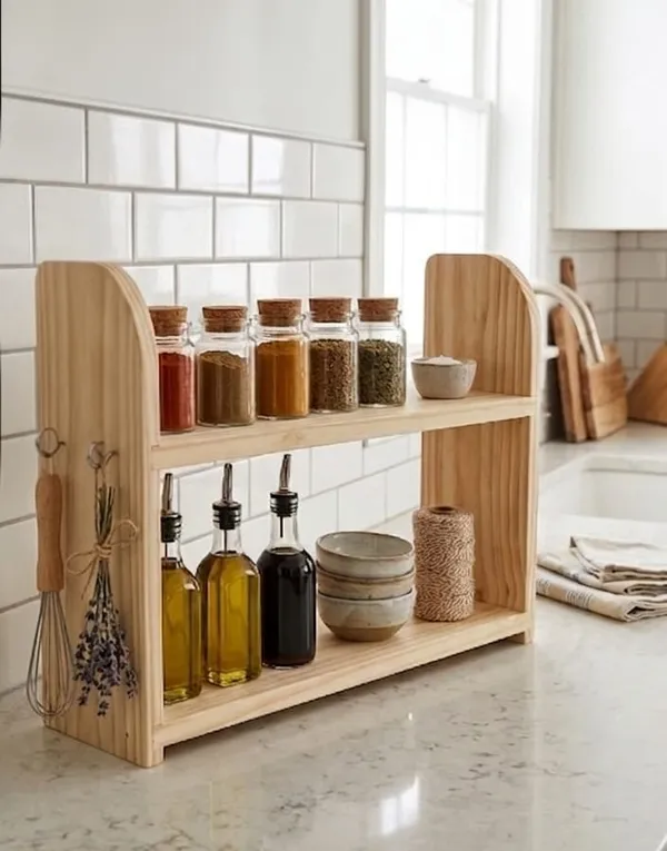Pine_Wood_Two_Tier_Kitchen_Countertop_Storage_Organizer