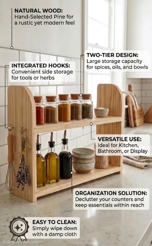 Pine_Wood_Two_Tier_Kitchen_Countertop_Storage_Organizer