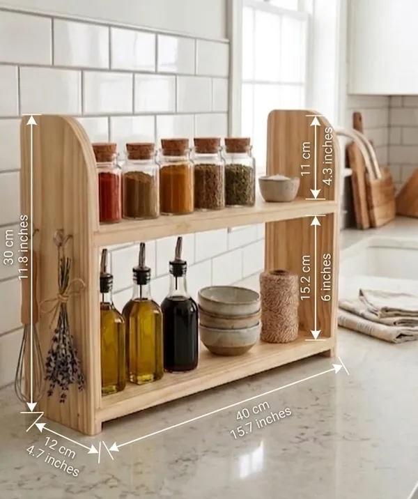 Pine_Wood_Two_Tier_Kitchen_Countertop_Storage_Organizer