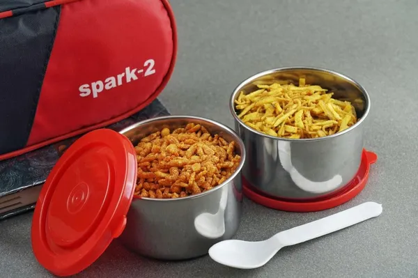 Red_Stainless_Steel_Airtight_Leak-Proof_Lunch_Box_2_Containers_300Ml
