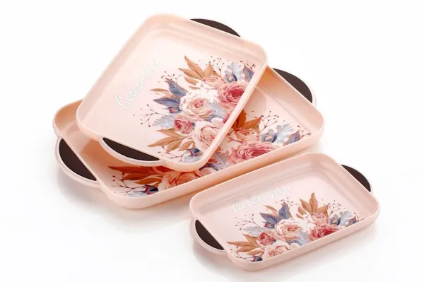 Plastic_Floral_Print_Rectangular_Serving_Tray_With_Handle_Set_Of_3