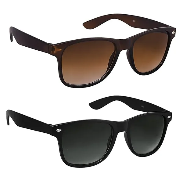 Men's_Women's_Unisex_Non_Polarized_UV_Protected_Black_Brown_Plastic_Square_Sunglass_Pack_Of_2