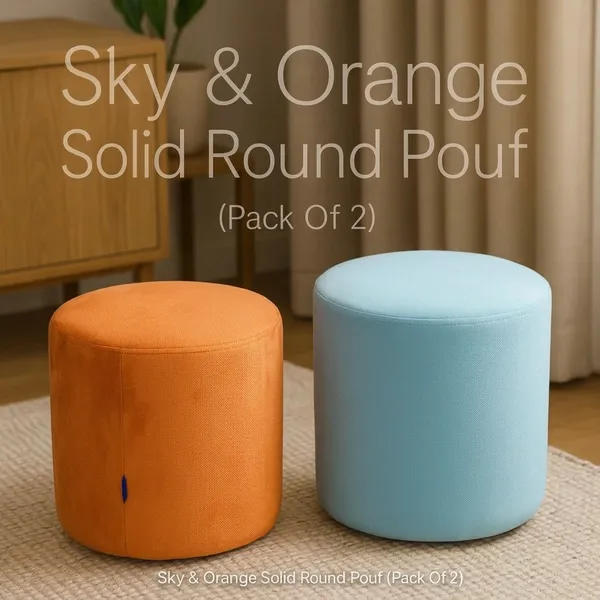 Pack_Of_2_Sky_Orange_Solid_Upholstered_Round_Pouf_For_Home_Decor_Pack_of_2