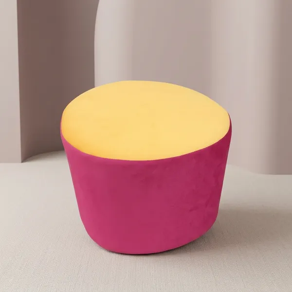 Maroon_And_Yellow_Upholstered_Egg_Pouf_For_Home_Decor