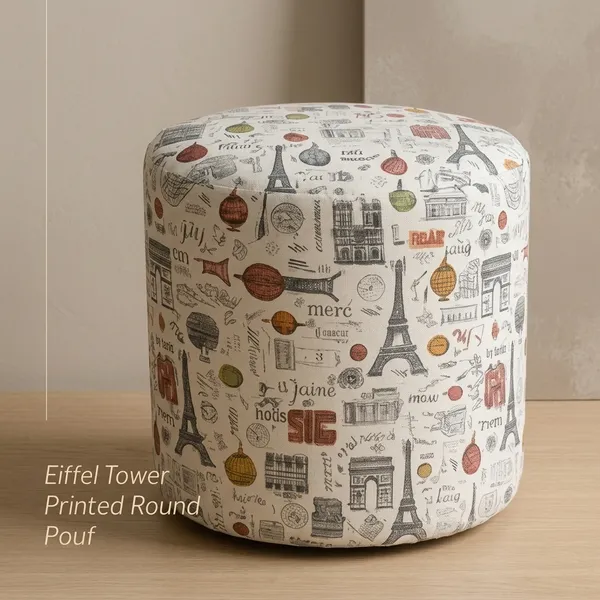 Eiffel_Tower_Printed_Upholstered_Round_Pouf_For_Home_Decor