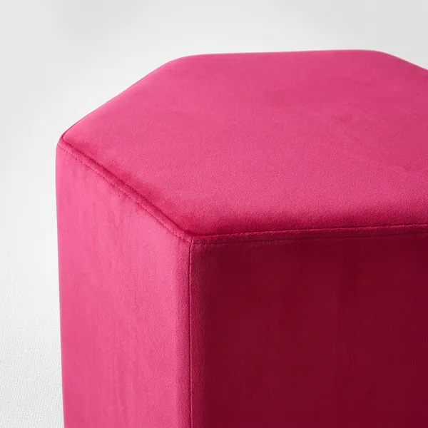 Marron_Upholstered_Hexagon_Pouf_For_Home_Decor