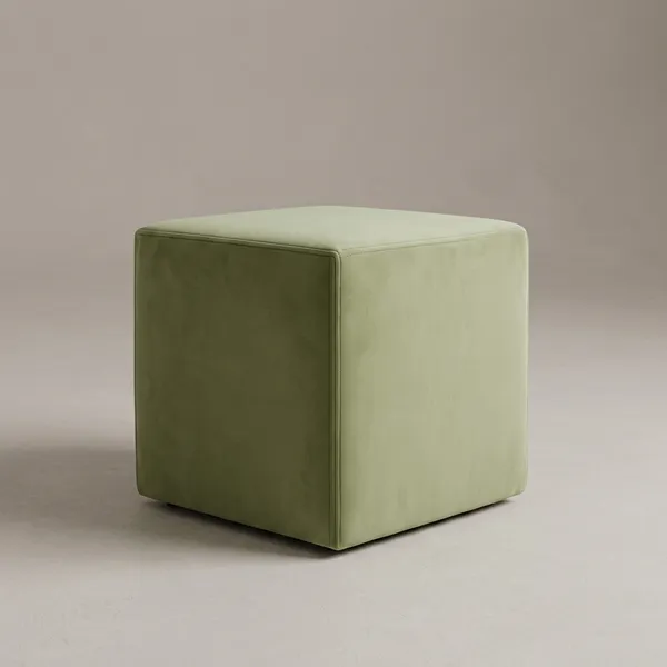 Green_Upholstered_Square_Pouf_For_Home_Decor