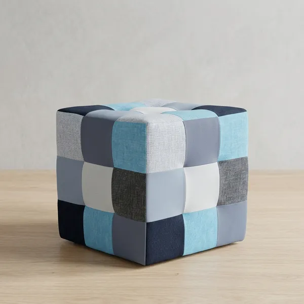 Blue_Patchwork_Pouf_For_Home_Decor