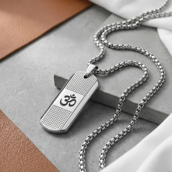 Om_Silver_Stainless_Steel_Necklace_For_Men_And_Women