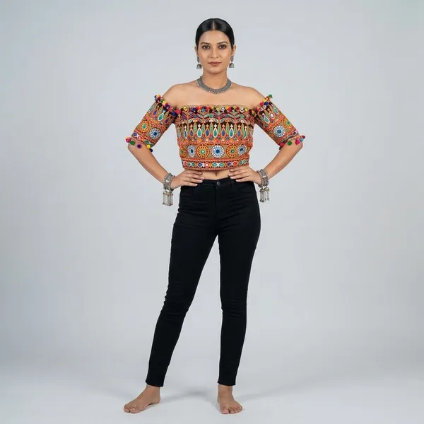 Black_Rayon_Off_Shoulder_Mix_Design_Top_For_Women