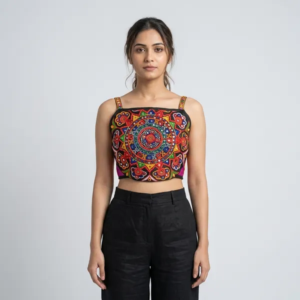 Multicolor_Rayon_Kachchi_Mirror_Work_Spaghetti_Blouse_For_Women