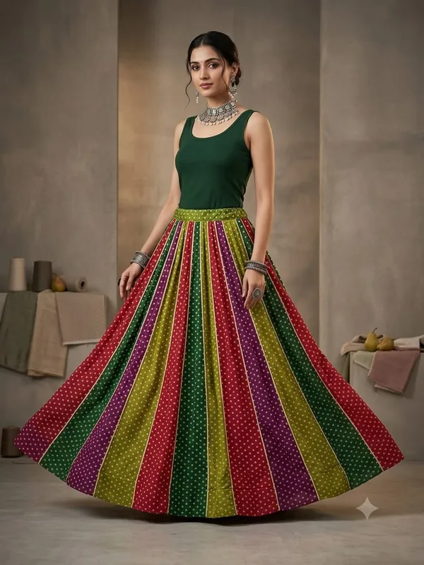 Multi_Color_Bandhani_print_skirt