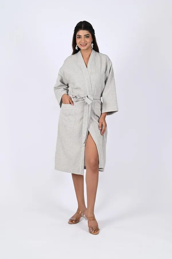 Grey_Cotton_Waffle_Handblock_Printed_Bathrobe_For_Women