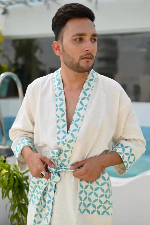 White_Premium_Waffle_Cotton_Bathrobe_For_Men