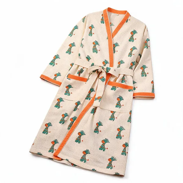 White_Cotton_Waffle_Bathrobe_For_Women