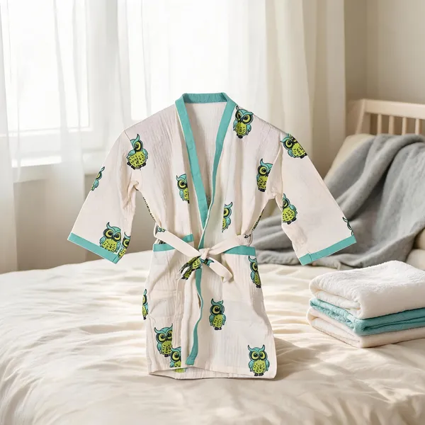 White_Waffle_Cotton_Block_Printed_Bathrobe_For_Kids