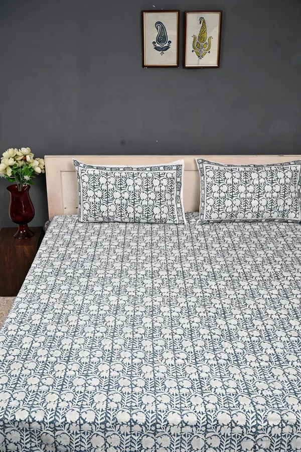 White_And_Grey_Authentic_Premium_Quality_Cotton_Double_Bedsheet_With_Pillow_Covers_For_Bedroom__TC_400