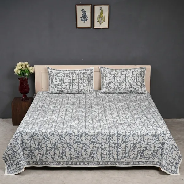 White_And_Grey_Authentic_Premium_Quality_Cotton_Double_Bedsheet_With_Pillow_Covers_For_Bedroom__TC_400