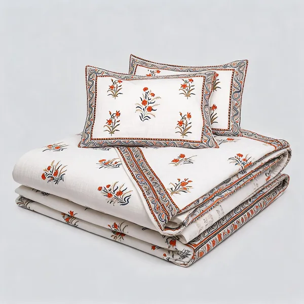 Multicolor_Handloom_Textured_Cotton_Double_Bedsheet_With_Pillow_Covers_For_Bedroom__TC_400