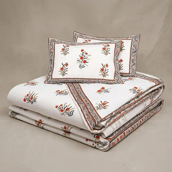 Multicolor_Handloom_Textured_Cotton_Double_Bedsheet_With_Pillow_Covers_For_Bedroom__TC_400
