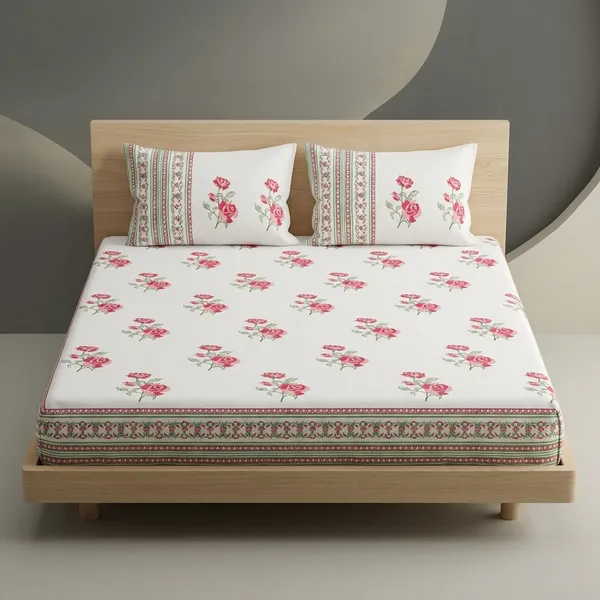 Multicolor_Handloom_Textured_Cotton_Double_Bedsheet_With_Pillow_Covers_For_Bedroom__TC_400