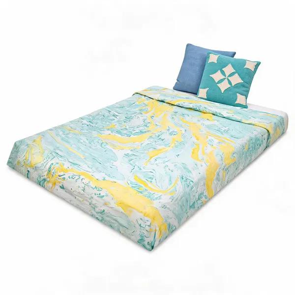 Turquoise_And_Yellow_Cotton_Soft,_Fluffy_And_Super_Comfortable_Double_Bed_Quilt_For_Bedroom__TC_400