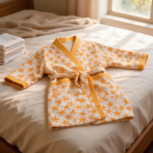 Orange_Waffle_Cotton_Block_Printed_Bathrobe_For_Kids