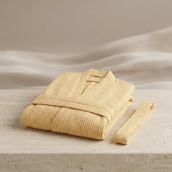 Yellow_Cotton_Waffle_Handblock_Printed_Bathrobe_For_Bathroom