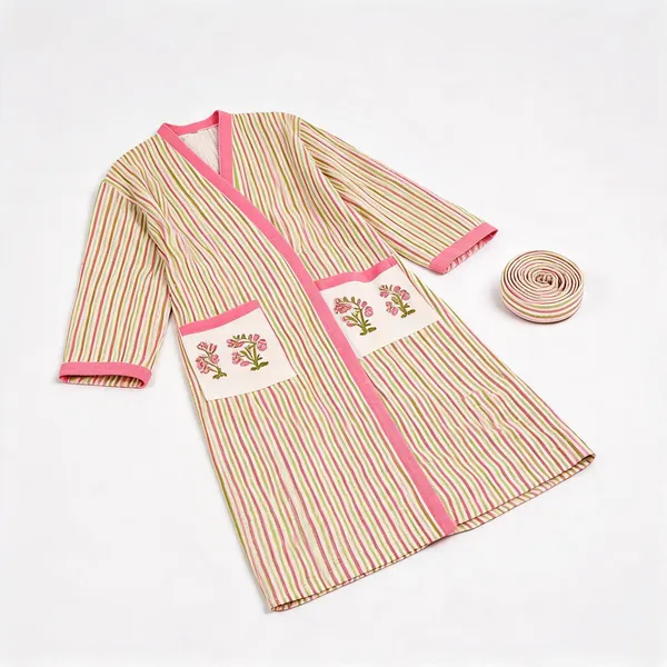 Yellow_Cotton_Waffle_Handblock_Printed_Bathrobe_For_Women