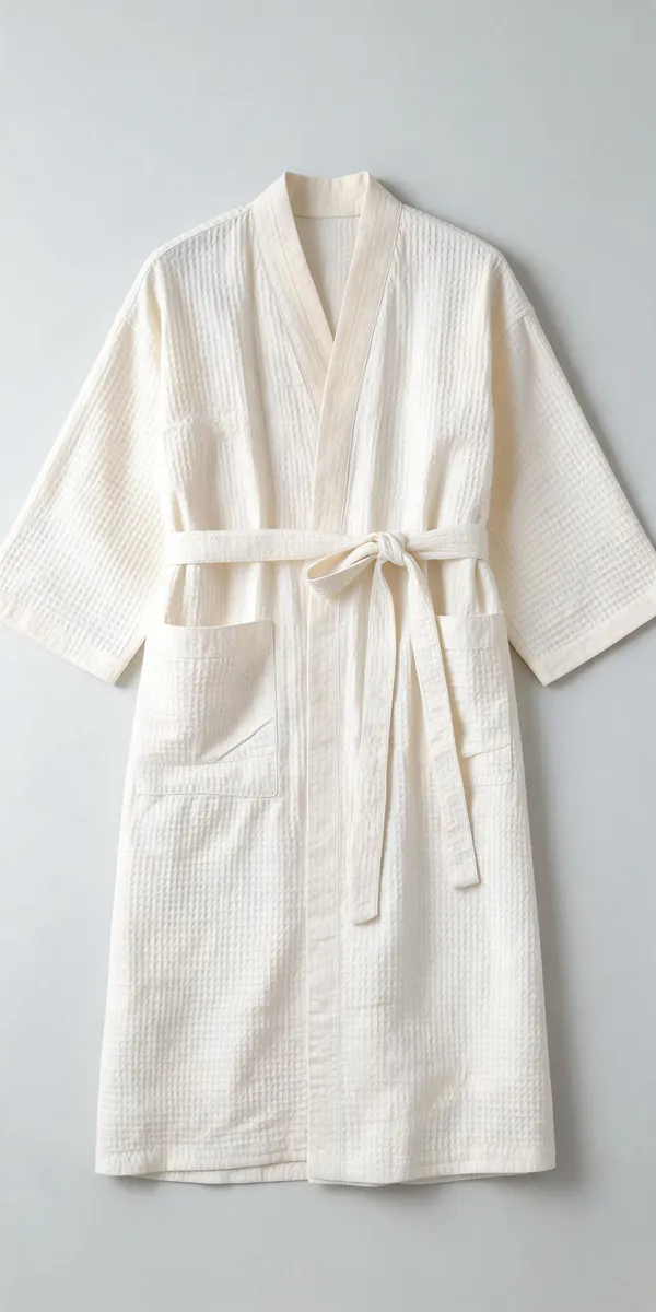 White_Premium_Waffle_Cotton_Bathrobe_For_Men